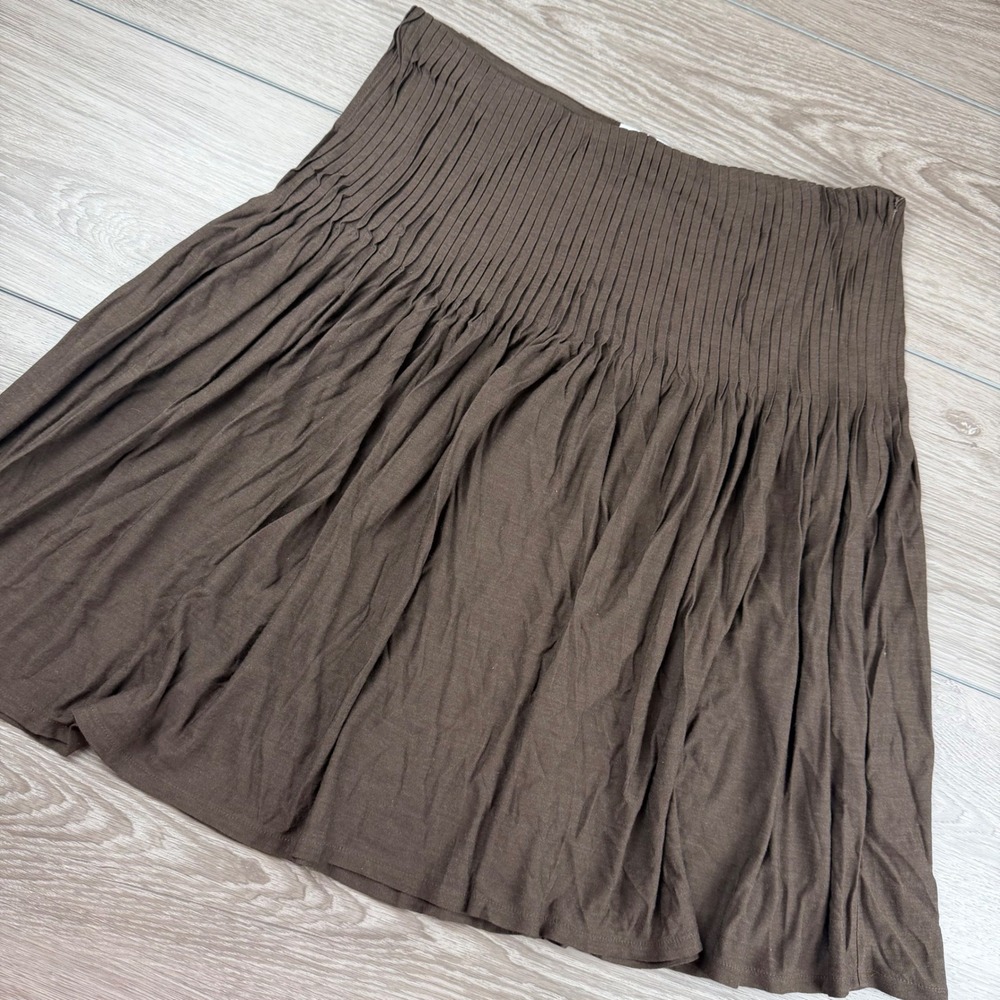 Emanuel Emanuel Ungaro Womens Skirt Silk Blend Ribbed Knit Brown Large